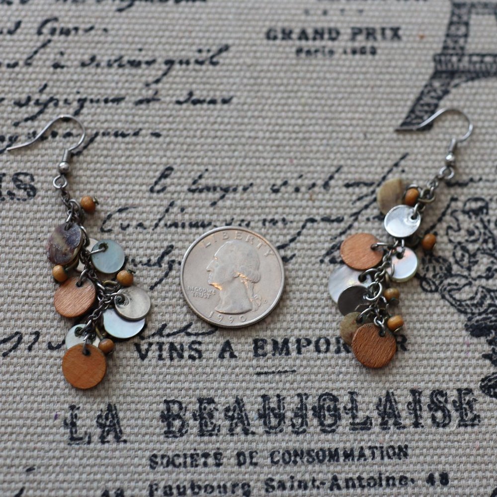 FREE WITH PURCHASE Brown and Silver Tone Bead Circle Drop Earrings